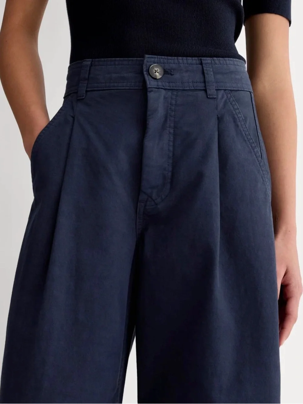 Everlane The Everywhere Pant Navy Size 6 NWT Organic Cotton Linen Barrel Leg